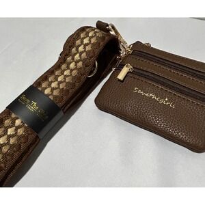 Save The Girls Clip & Go Brown Crossbody Strap Pouch Phone Carrier and wallet